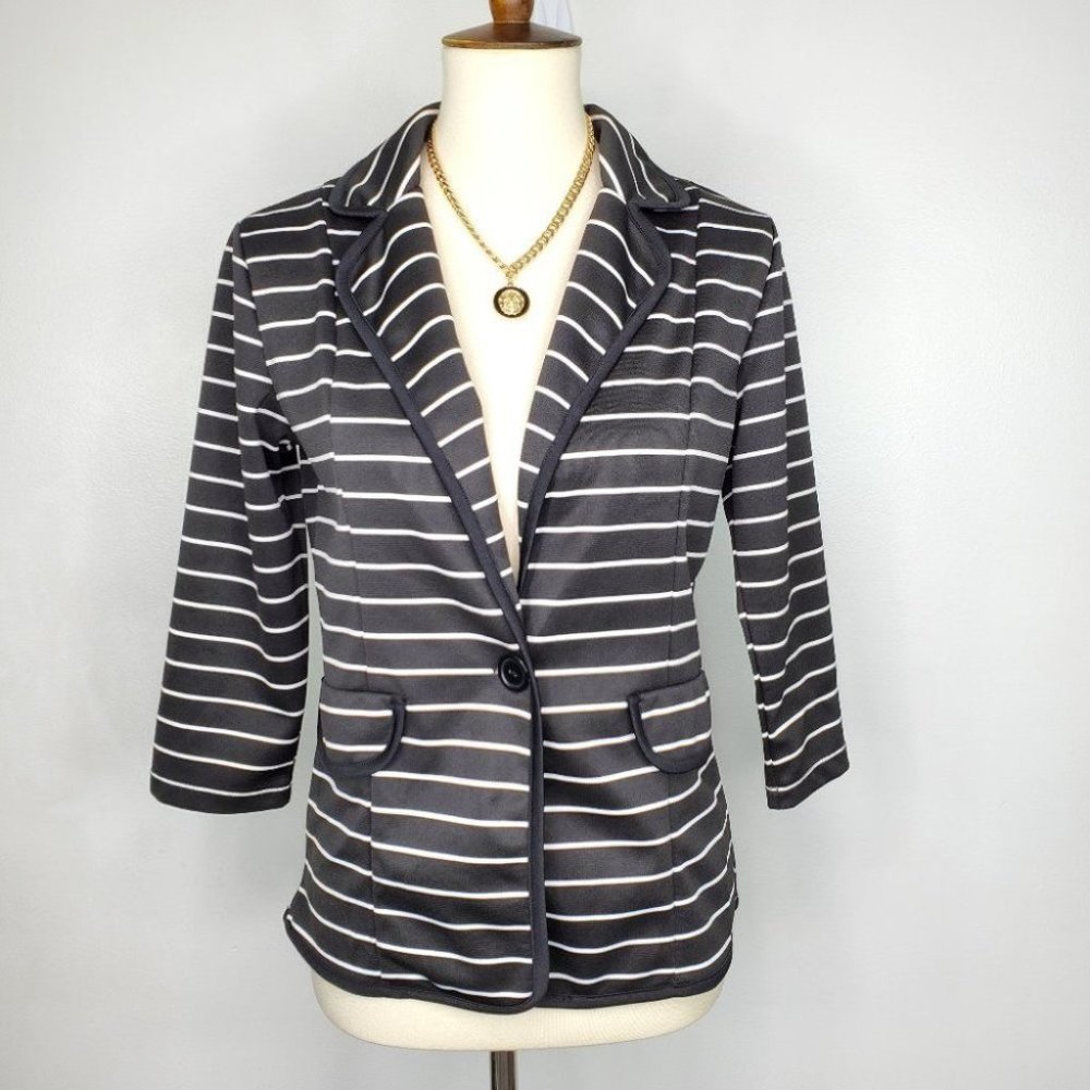 Tru Self Stretchy Striped Career Work Blazer Size S